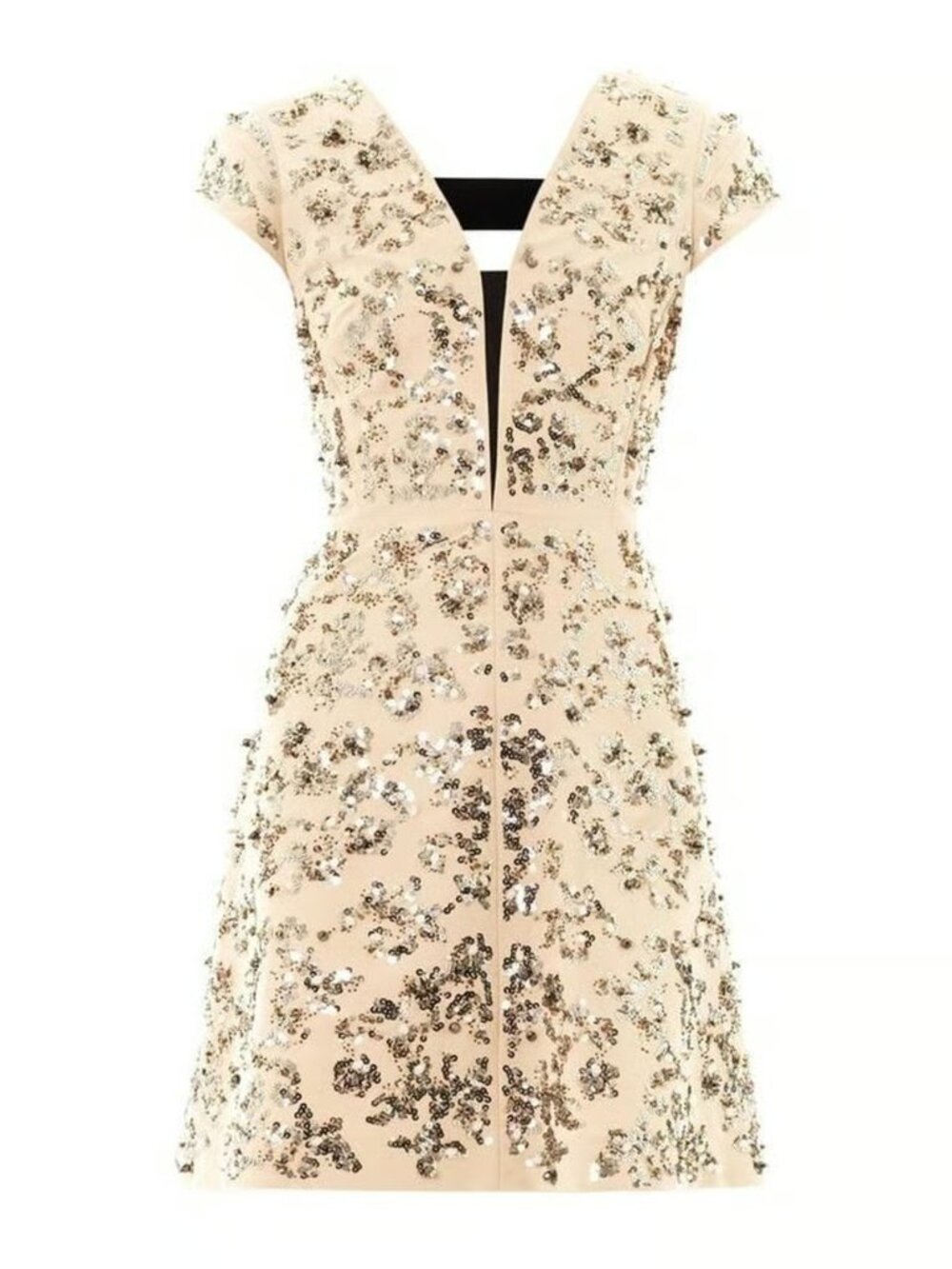 Rebecca Taylor $695 Beige Sequin Cocktail Dress Sz 10